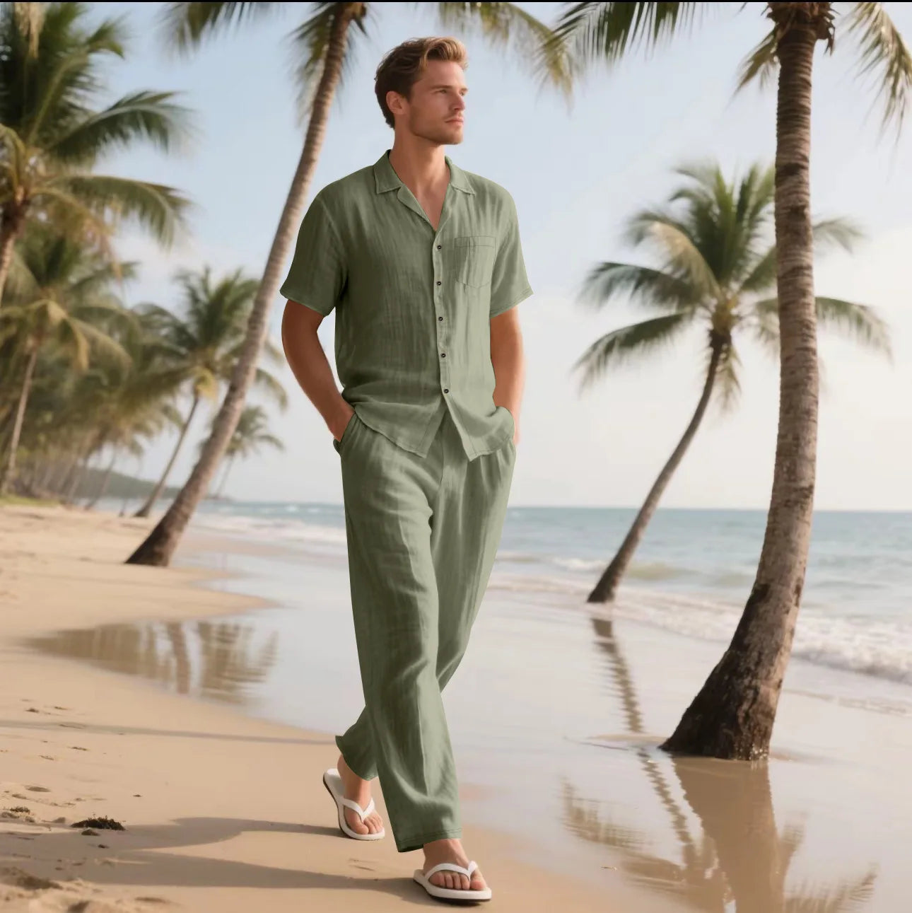 Sorrento Linen Set – Short Sleeve Shirt & Chino Shorts