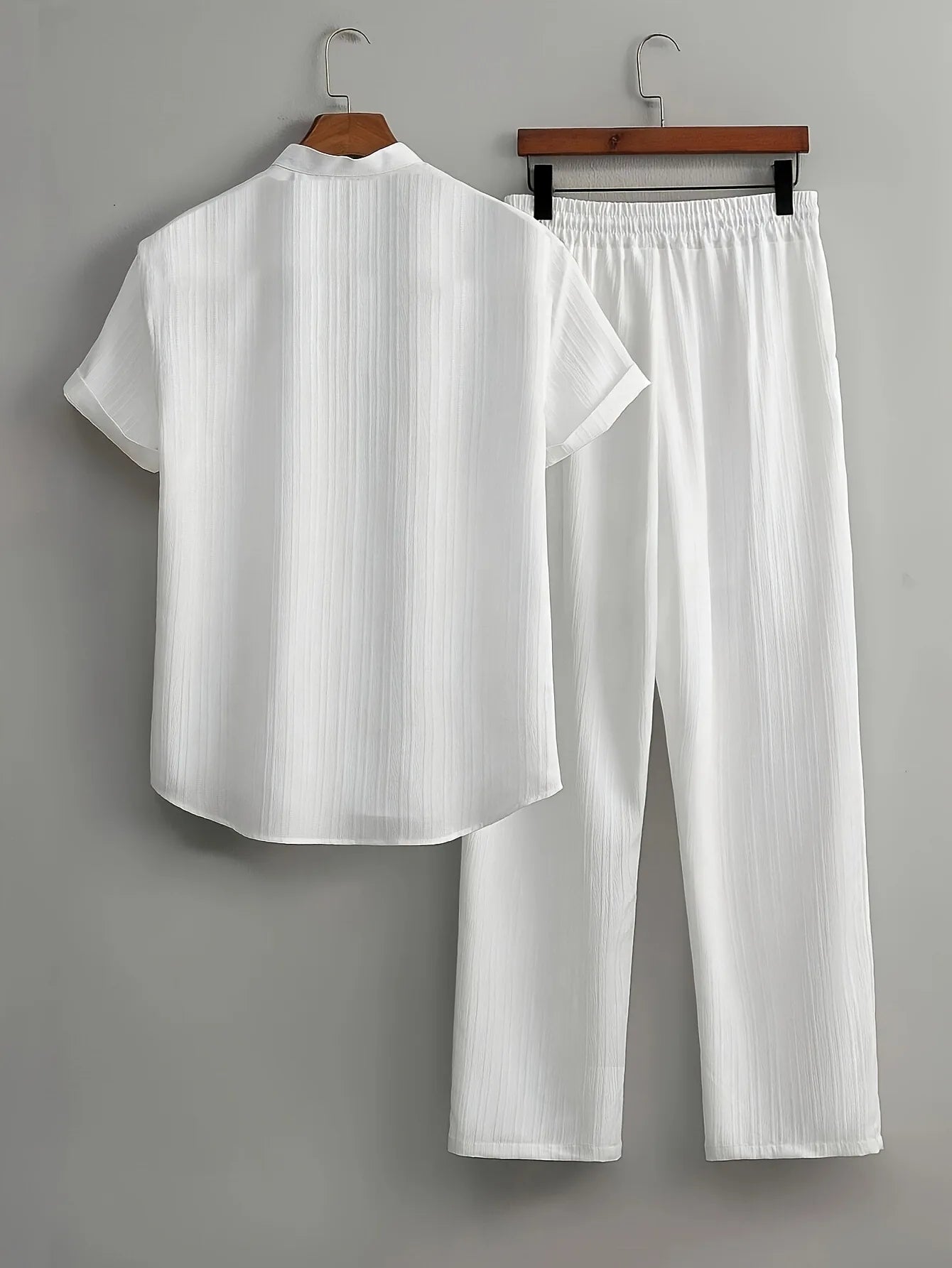 Windsor Lounge Set – Textured Shirt & Drawstring Shorts