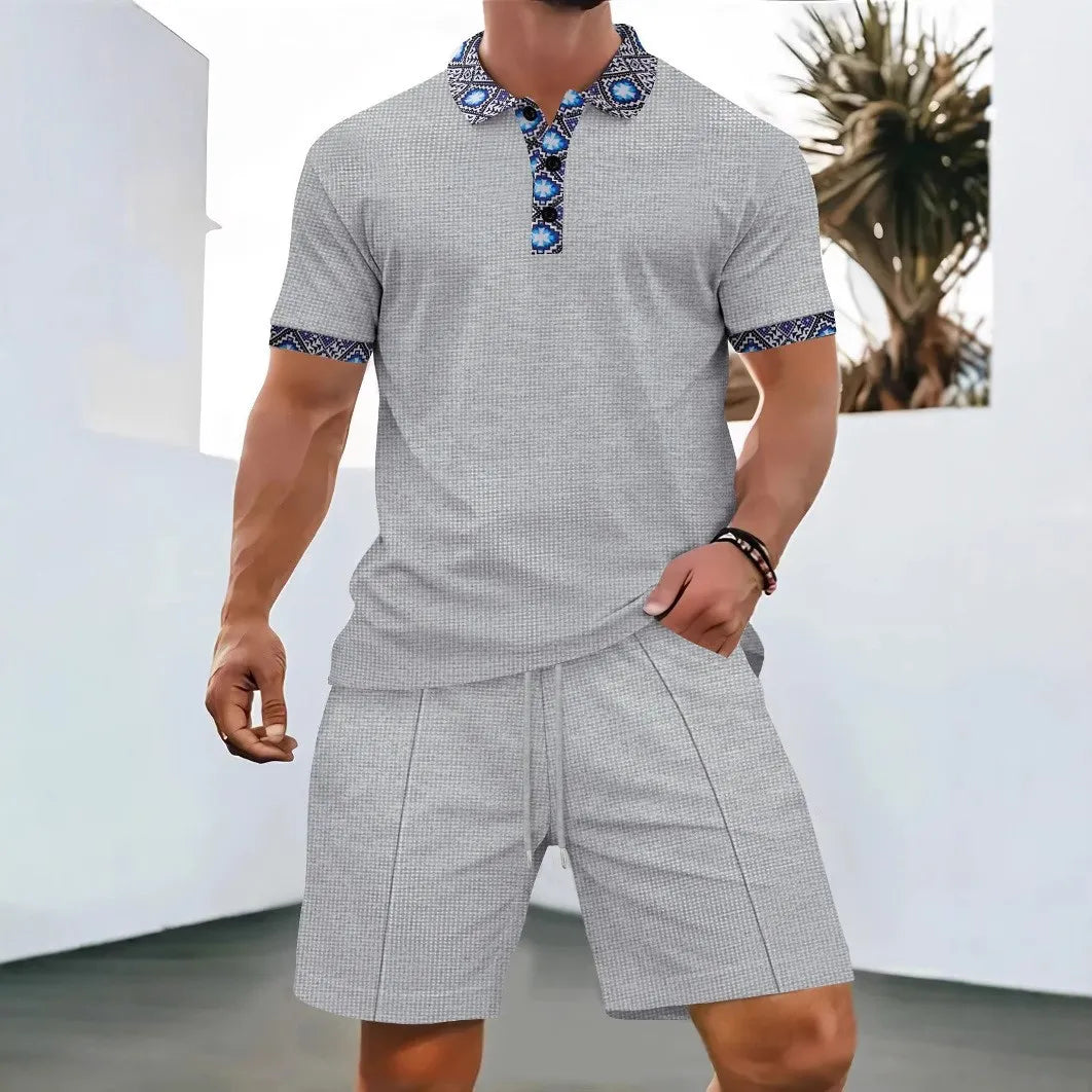 Belgravia Waffle Set – Zip Polo & Soft Shorts