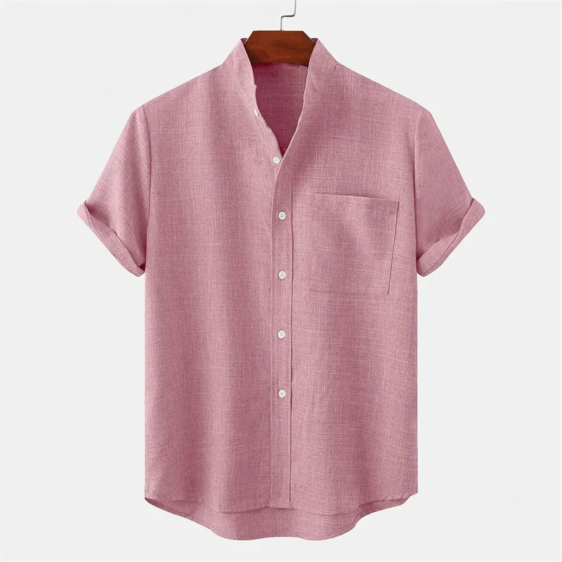 Brighton Linen Stand Collar Shirt