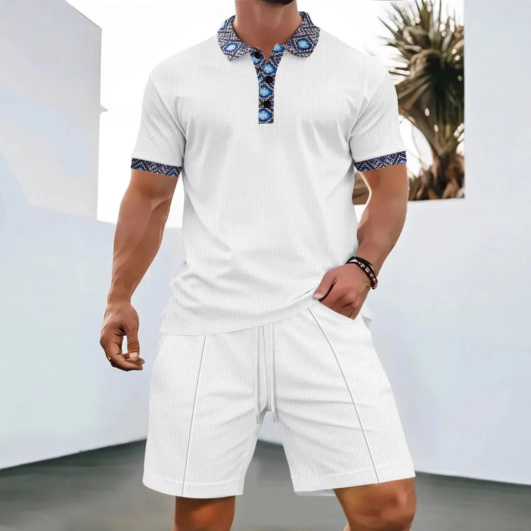Belgravia Waffle Set – Zip Polo & Soft Shorts