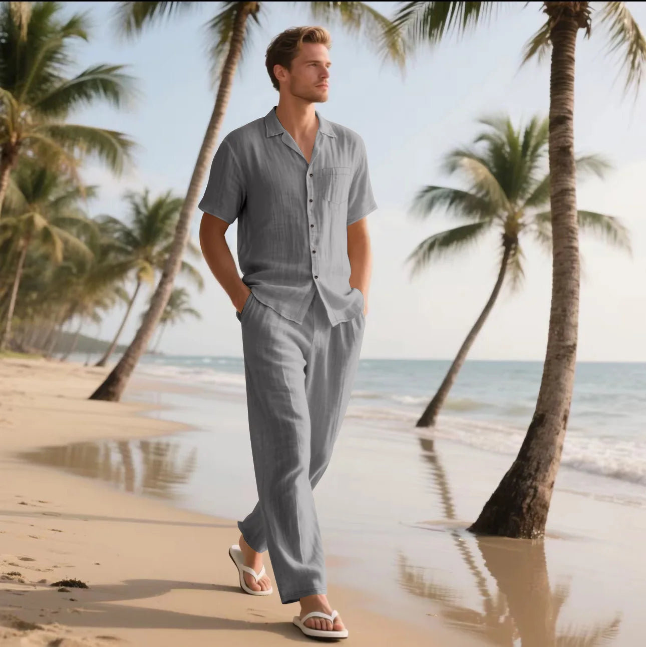 Sorrento Linen Set – Short Sleeve Shirt & Chino Shorts