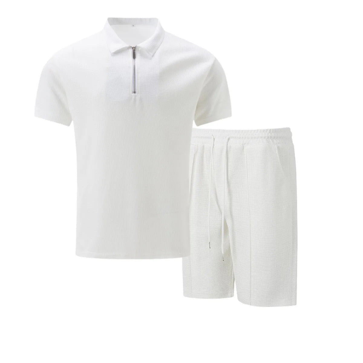 Belgravia Waffle Set – Zip Polo & Soft Shorts