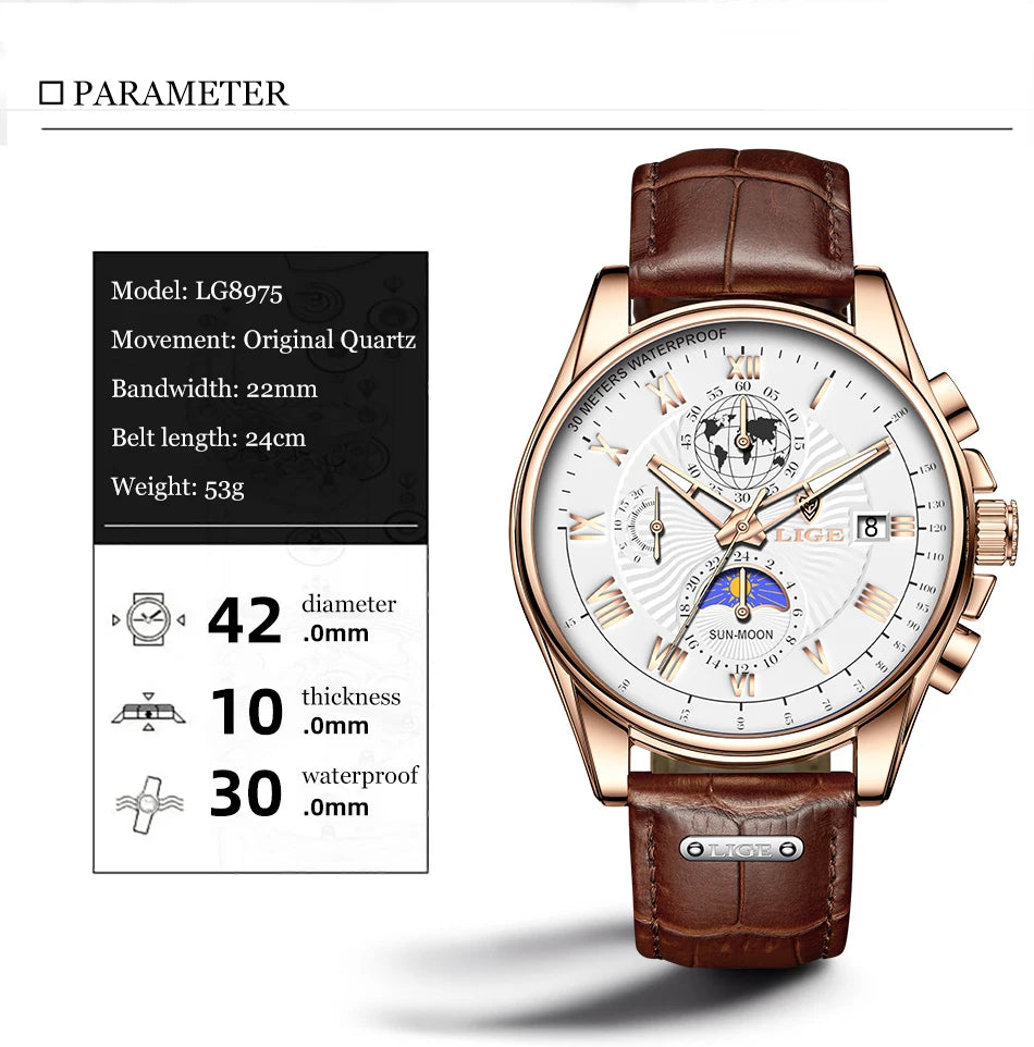 LIGE Executive Chronograph – Waterproof Classic Men’s Watch