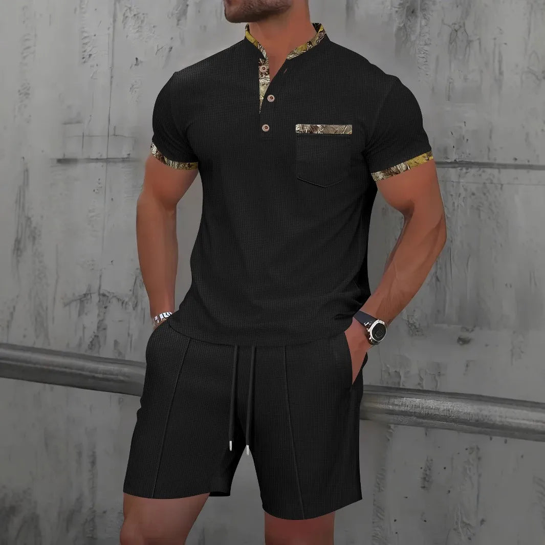 Belgravia Waffle Set – Zip Polo & Soft Shorts