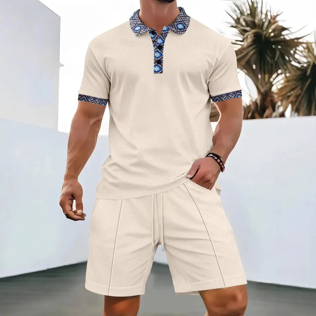 Belgravia Waffle Set – Zip Polo & Soft Shorts