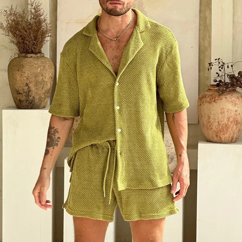 Sandhurst Linen Duo – Button-Down Shirt & Drawstring Shorts