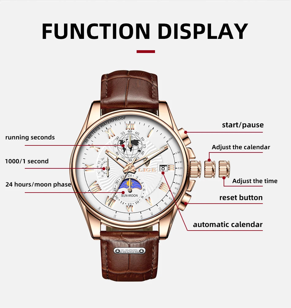 LIGE Executive Chronograph – Waterproof Classic Men’s Watch