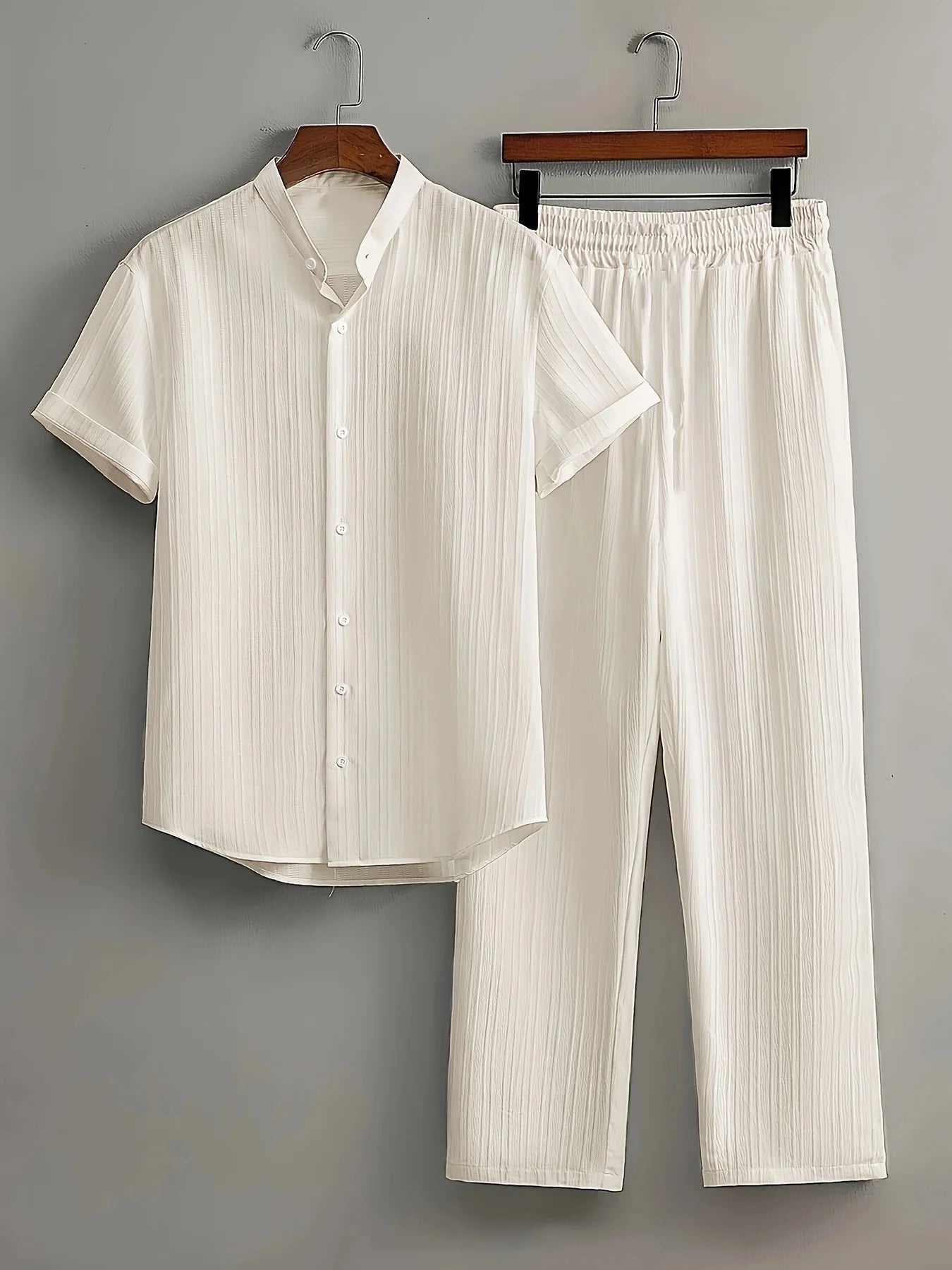 Windsor Lounge Set – Textured Shirt & Drawstring Shorts