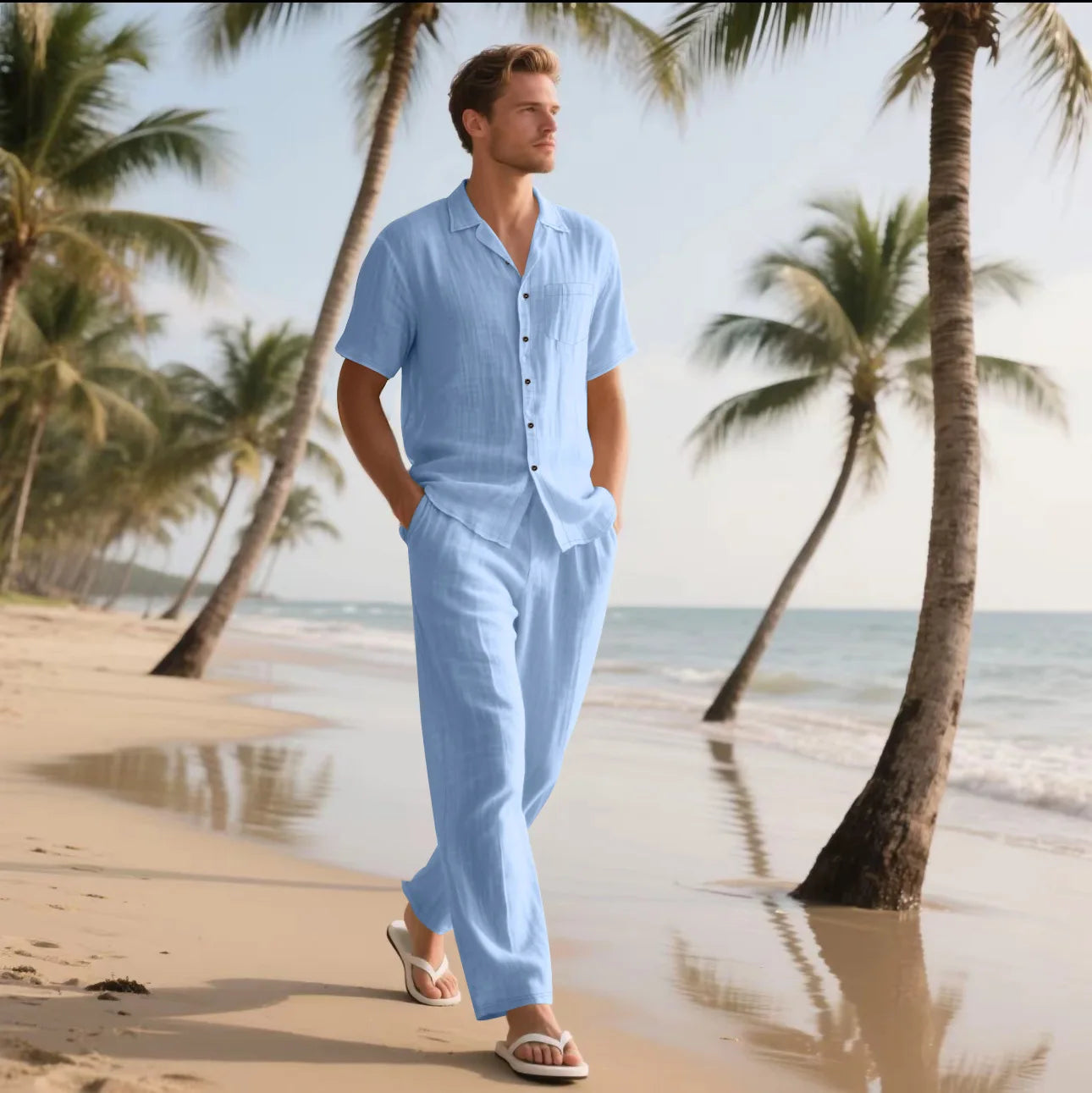Sorrento Linen Set – Short Sleeve Shirt & Chino Shorts