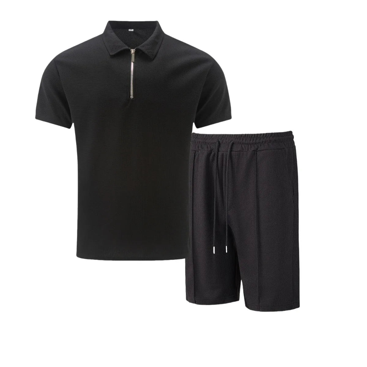 Belgravia Waffle Set – Zip Polo & Soft Shorts