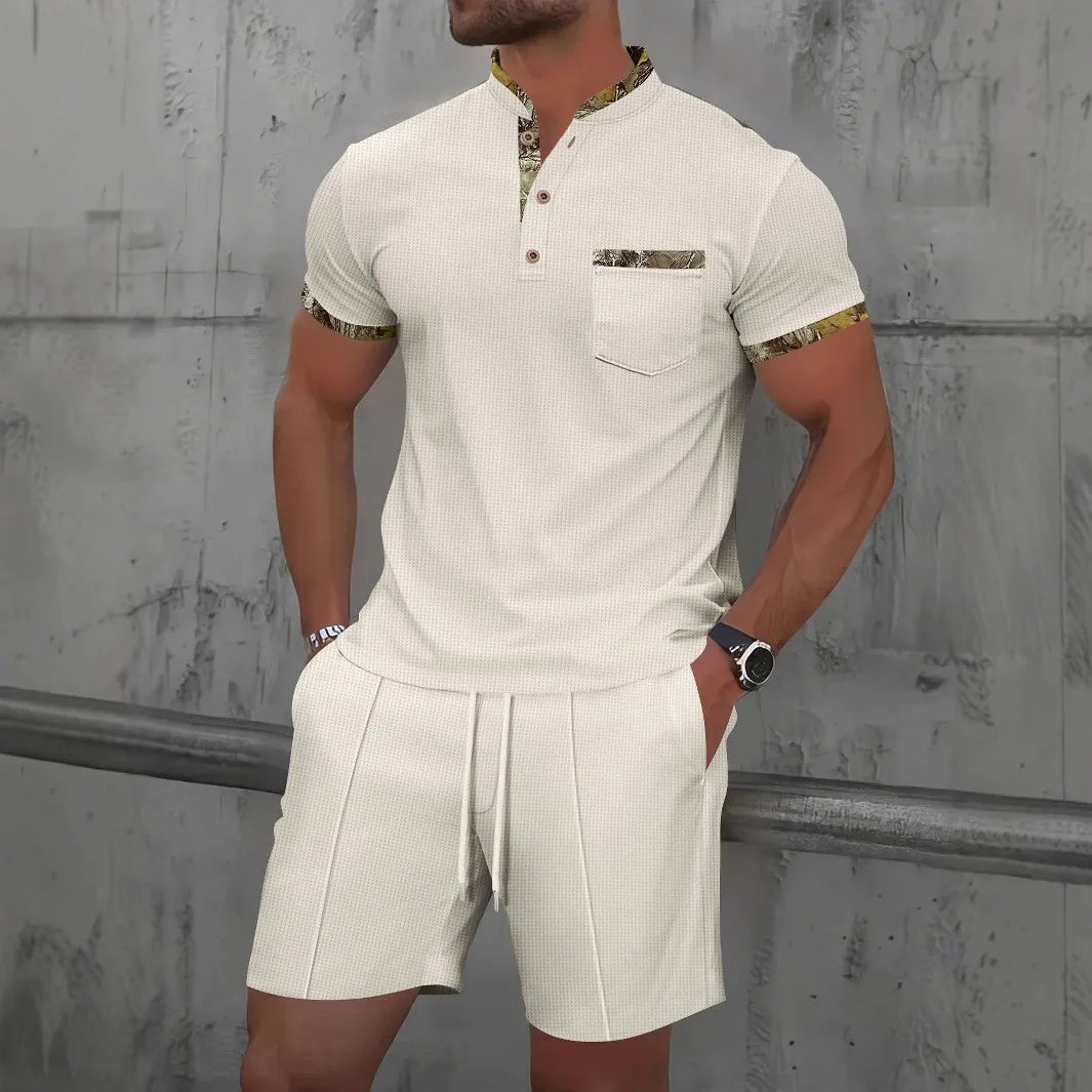 Belgravia Waffle Set – Zip Polo & Soft Shorts