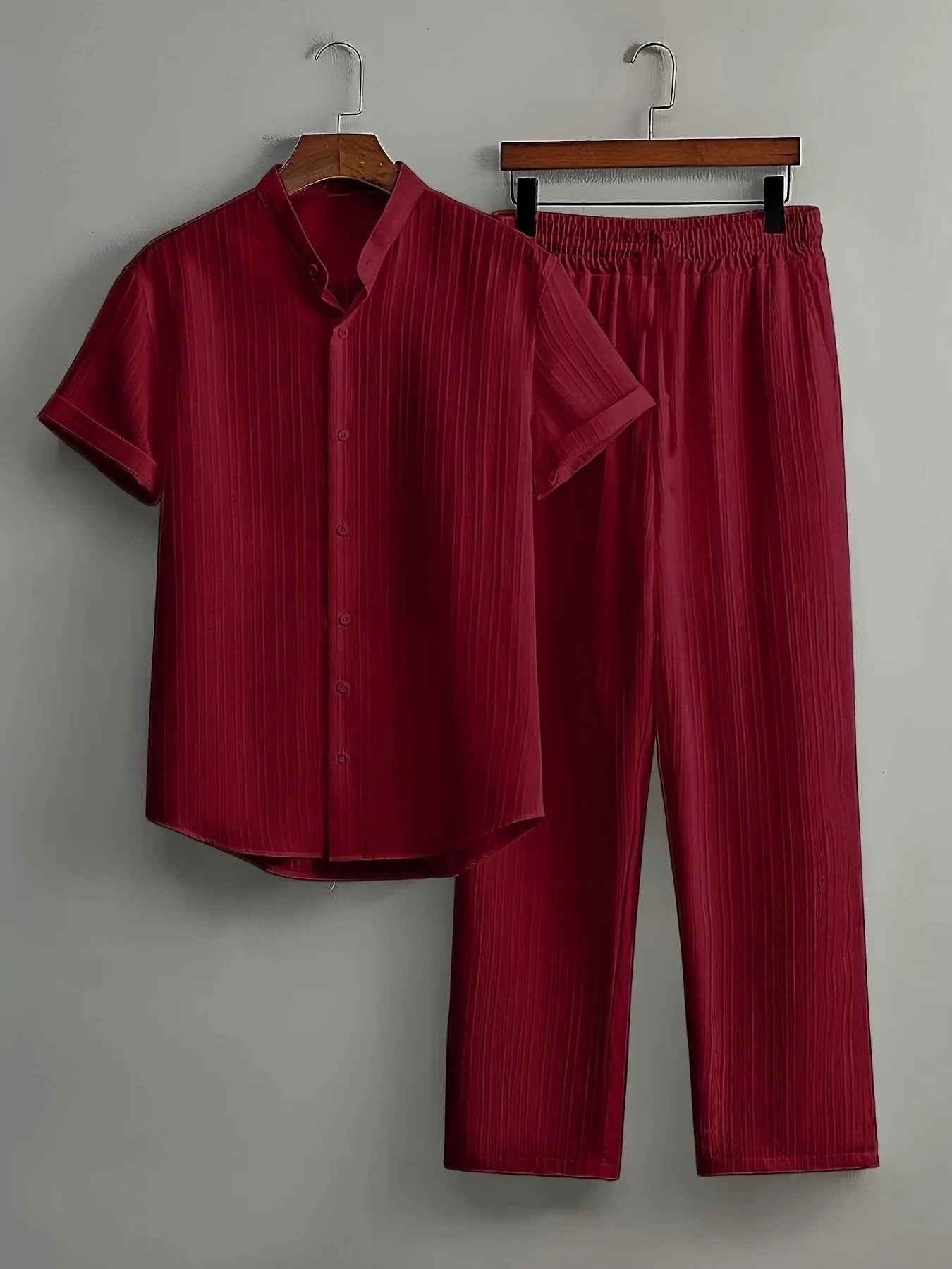 Windsor Lounge Set – Textured Shirt & Drawstring Shorts