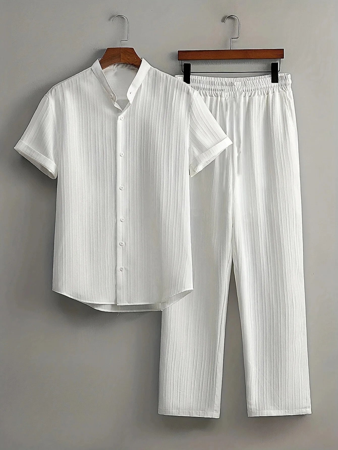 Windsor Lounge Set – Textured Shirt & Drawstring Shorts