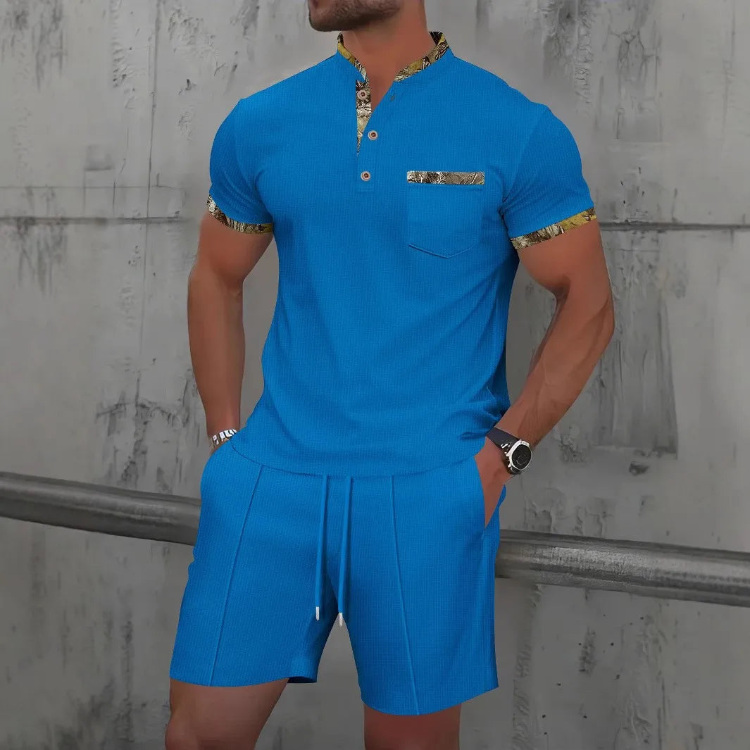 Belgravia Waffle Set – Zip Polo & Soft Shorts