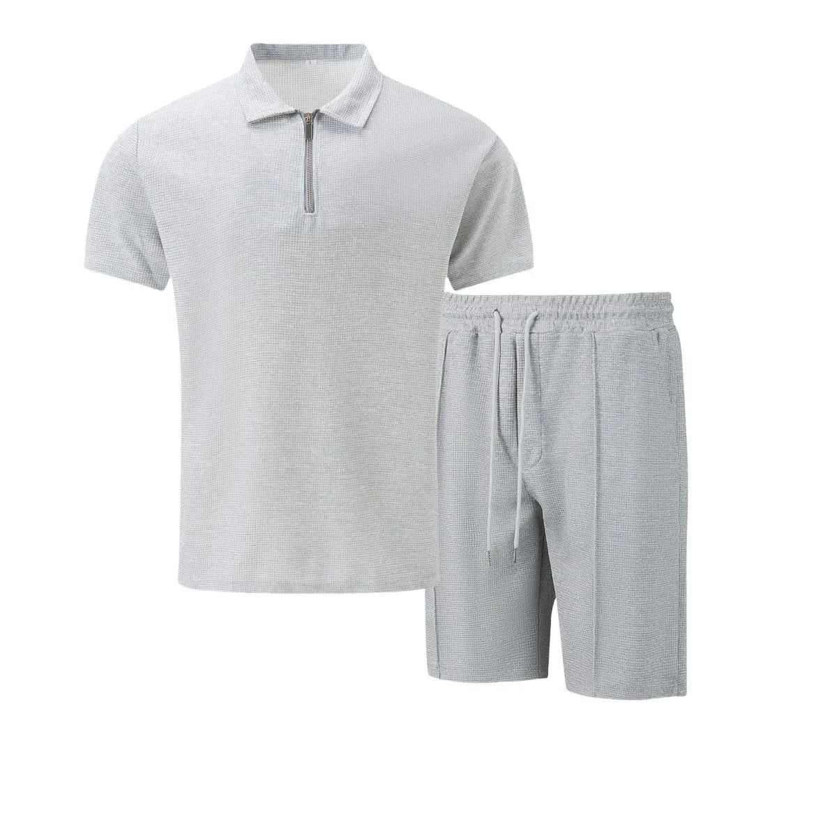 Belgravia Waffle Set – Zip Polo & Soft Shorts