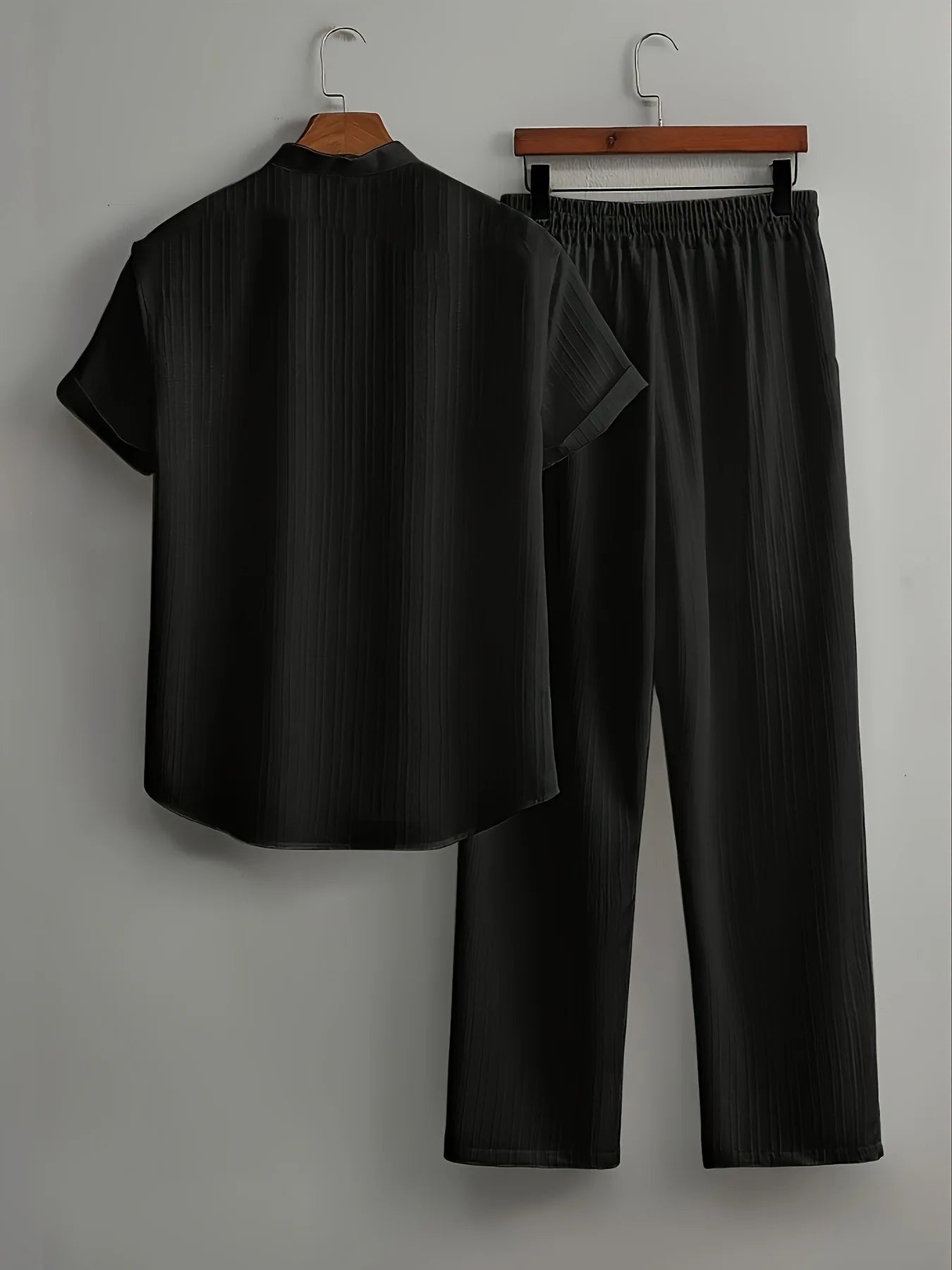 Windsor Lounge Set – Textured Shirt & Drawstring Shorts