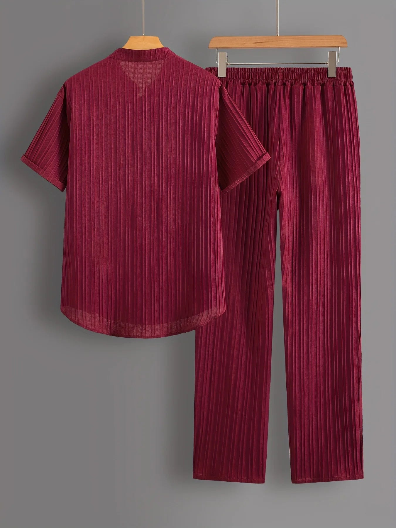 Windsor Lounge Set – Textured Shirt & Drawstring Shorts