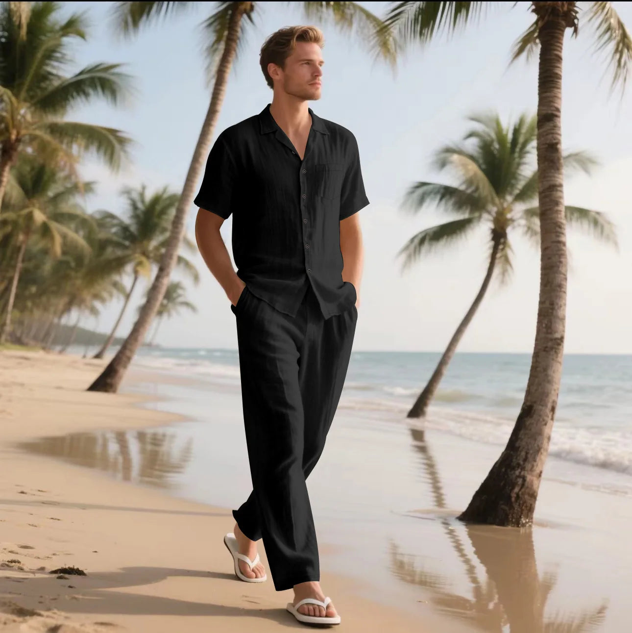 Sorrento Linen Set – Short Sleeve Shirt & Chino Shorts