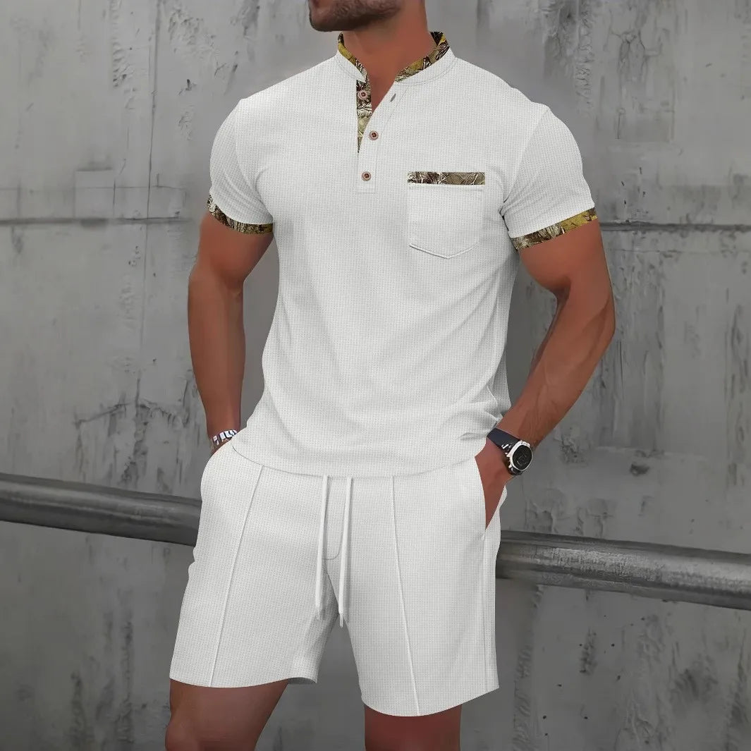 Belgravia Waffle Set – Zip Polo & Soft Shorts
