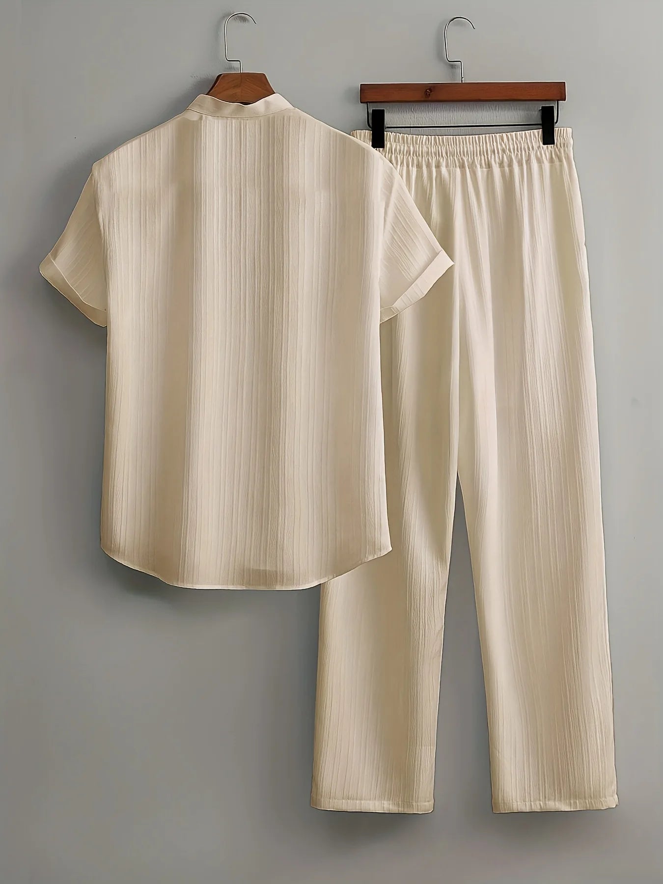 Windsor Lounge Set – Textured Shirt & Drawstring Shorts