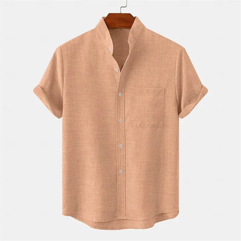 Brighton Linen Stand Collar Shirt