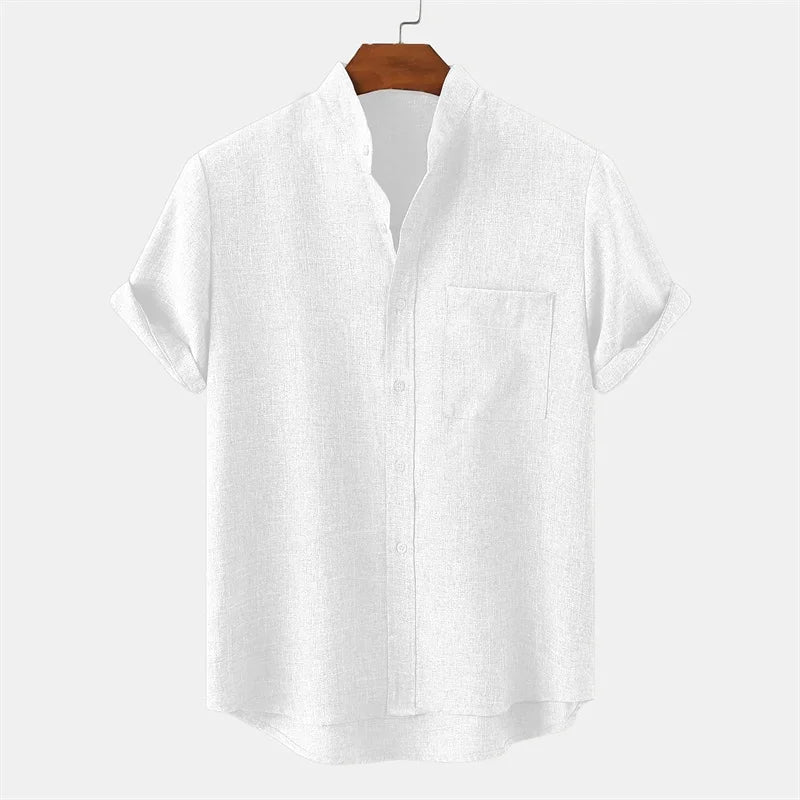 Brighton Linen Stand Collar Shirt