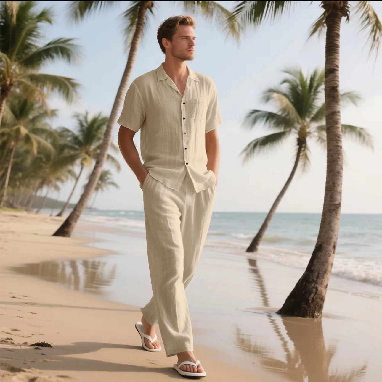 Sorrento Linen Set – Short Sleeve Shirt & Chino Shorts